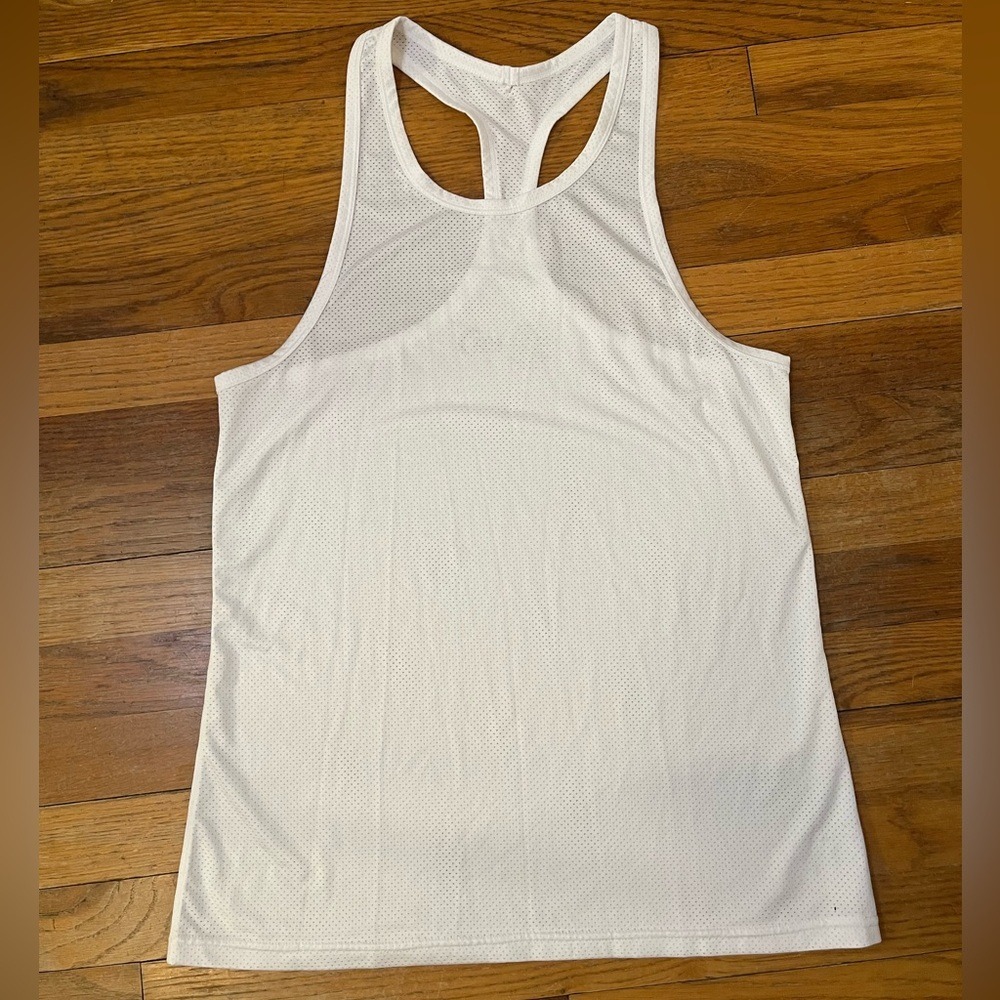ZYIA White Mesh Racerback Tank Top Sz L
